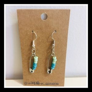 Beaded Safety Pin Handmade Earrings
